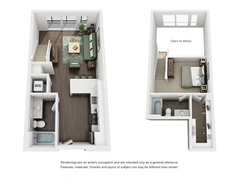 Floor plan for 1 bed, 1 bath, 993 sqft